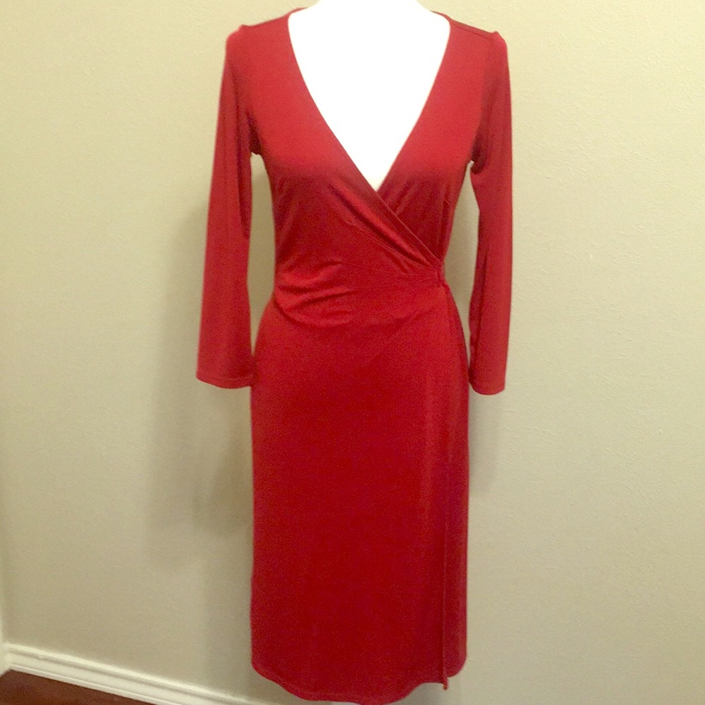 Loft 3/4 sleeve wrap dress
